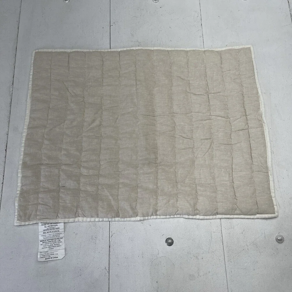 West Elm Beige Ivory Linen Blend Stitched Quilted 26x20in Pillow Case Sham